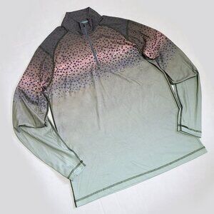 Orvis Dricast Quarter Zip Pullover Long Sleeve Shirt M Trout Print UPF